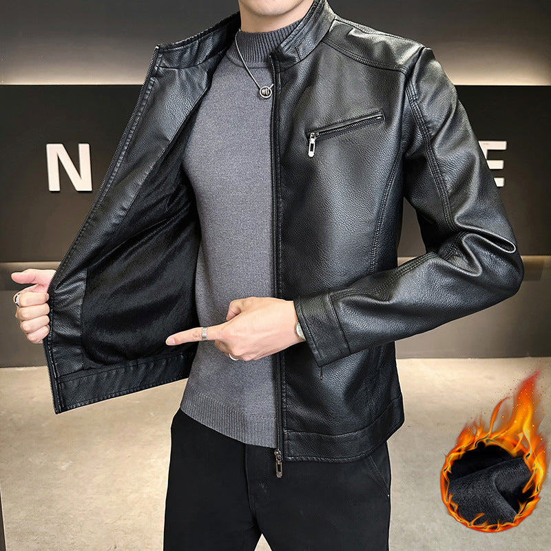 Herren Modische Kunstlederjacke mit praktischen Reißverschlusstaschen Drune 1788322121