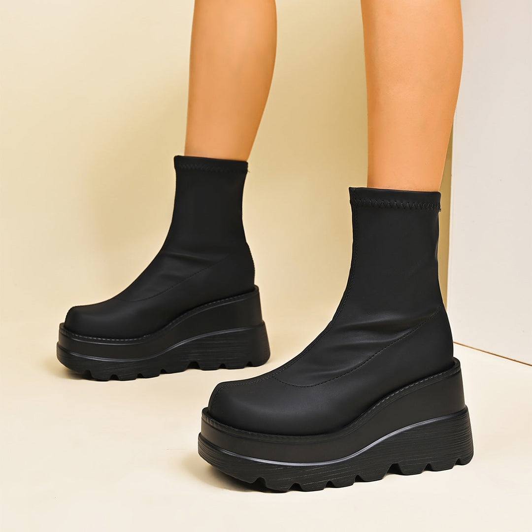 Damen High-Top Stiefeletten mit doppeltem Plateau Drune
