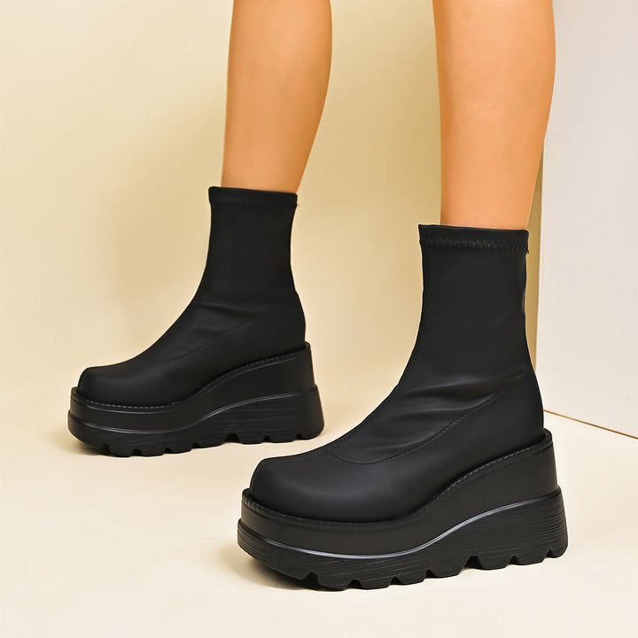 Damen High-Top Stiefeletten mit doppeltem Plateau Drune