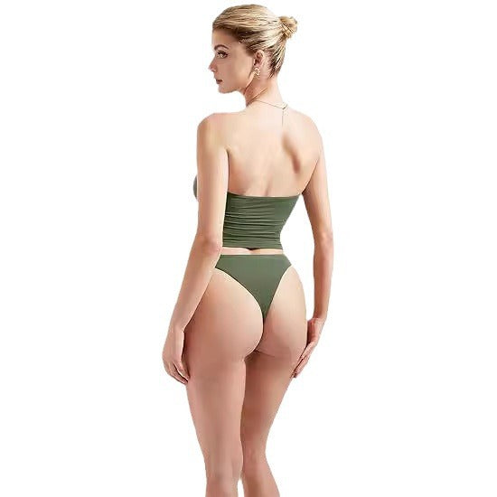 Damen Bandeau Bikini-Set mit modischem High-Waist-Schnitt Drune