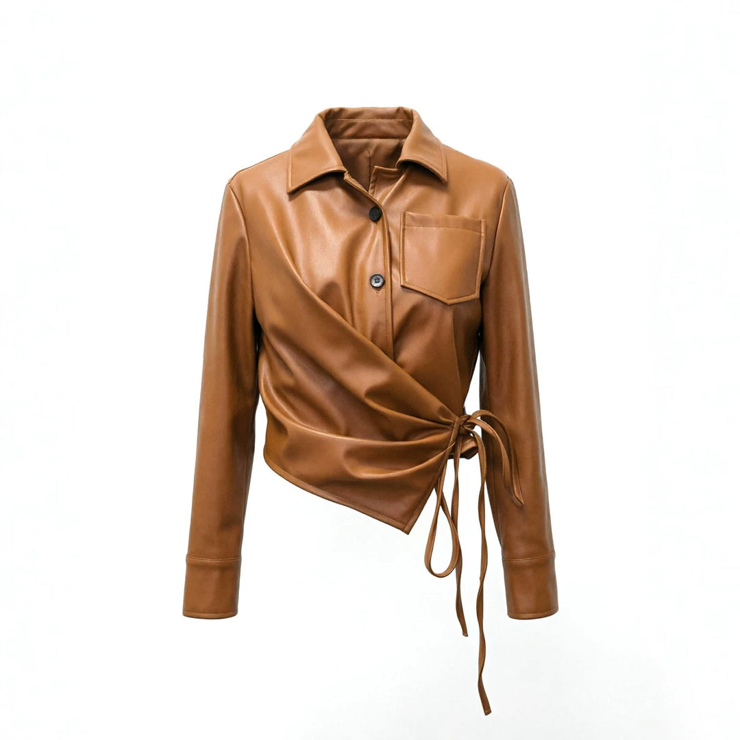 Damen Elegante Kunstlederweste Drune