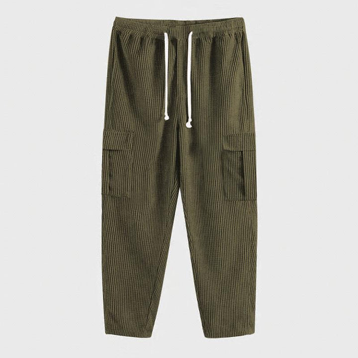 Herren nan Cord-Cargo-Jogginghose mit elastischem Komfortbund, Kordelzug und aufgesetzten Cargotaschen Drune