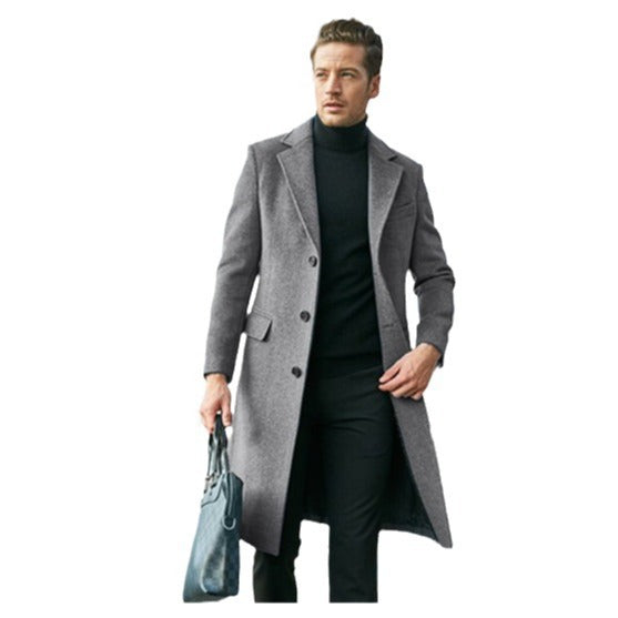 Herren eleganter und moderner Langmantel mit strukturiertem Obermaterial Drune