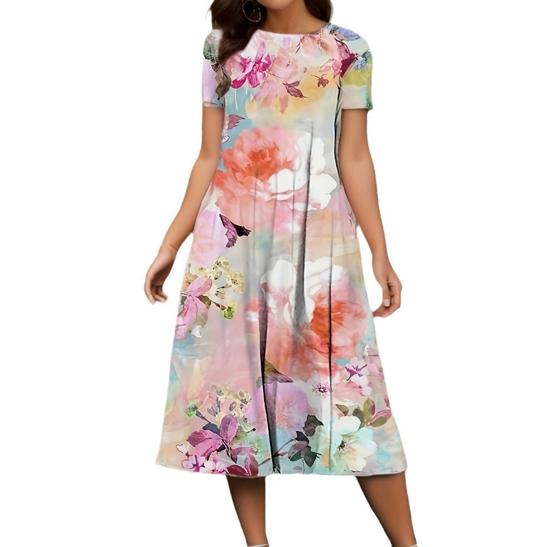 Drune | Floraler Print Frühling Sommer Kurzarmkleid