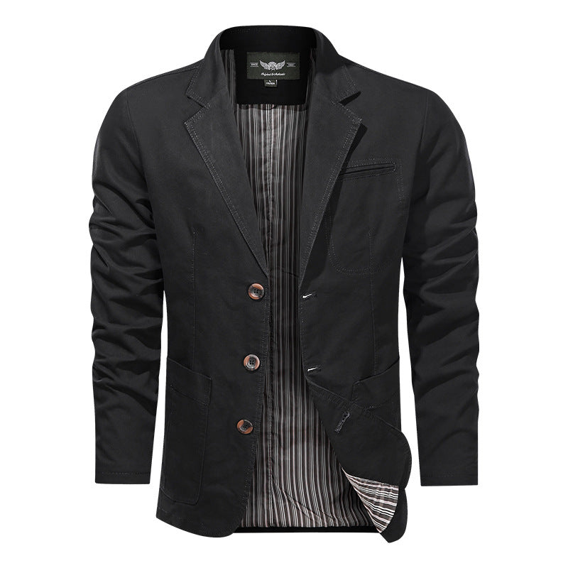 Herren  leichtes Baumwollblazer Sakko mit gestreiftem Innenfutter Drune