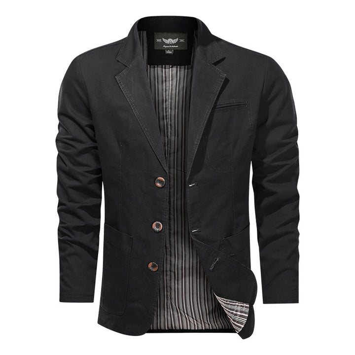 Herren  leichtes Baumwollblazer Sakko mit gestreiftem Innenfutter Drune