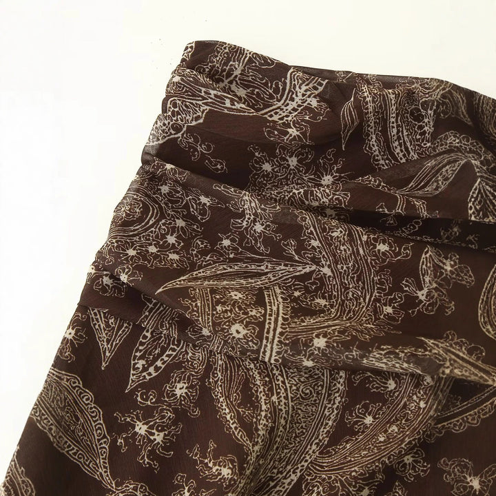 Damen nan ausgestellter Maxirock mit hoher Taille, gefaltetem Bund und Paisley‑Print Drune