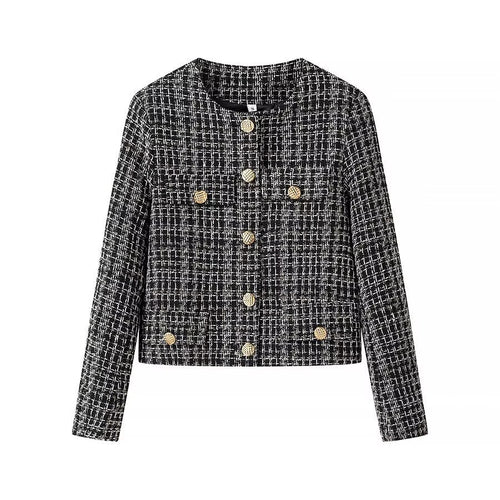 Damen Modische Bouclé-Jacke mit Knöpfen Drune