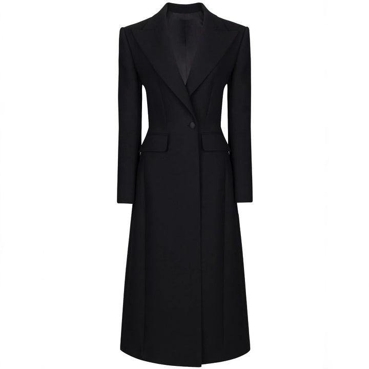 Damen Taillierter Longline-Mantel mit spitzem Revers und Gehschlitz Drune