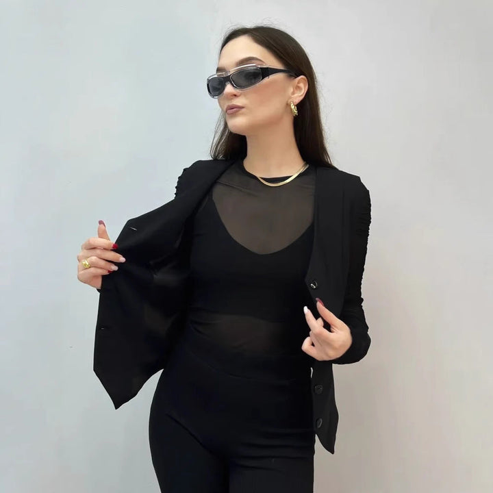 Damen Weste mit elegantem V-Ausschnitt und dekorativen Knöpfen Drune