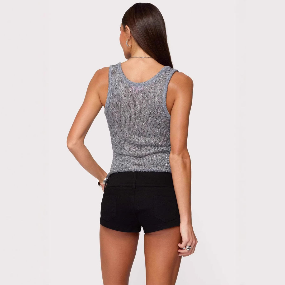 Damen Glamouröses Glitzer-Tanktop Drune