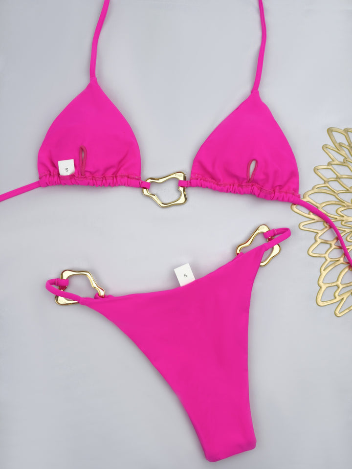 Damen Triangel-Bikini mit stilvollen Goldakzenten Drune