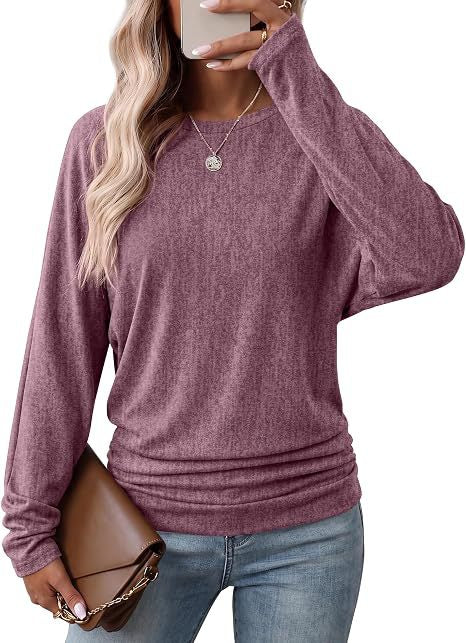 Damen Lässiges Langarm-Feinstrickshirt mit überschnittener Schulter und lockerem Saum Drune