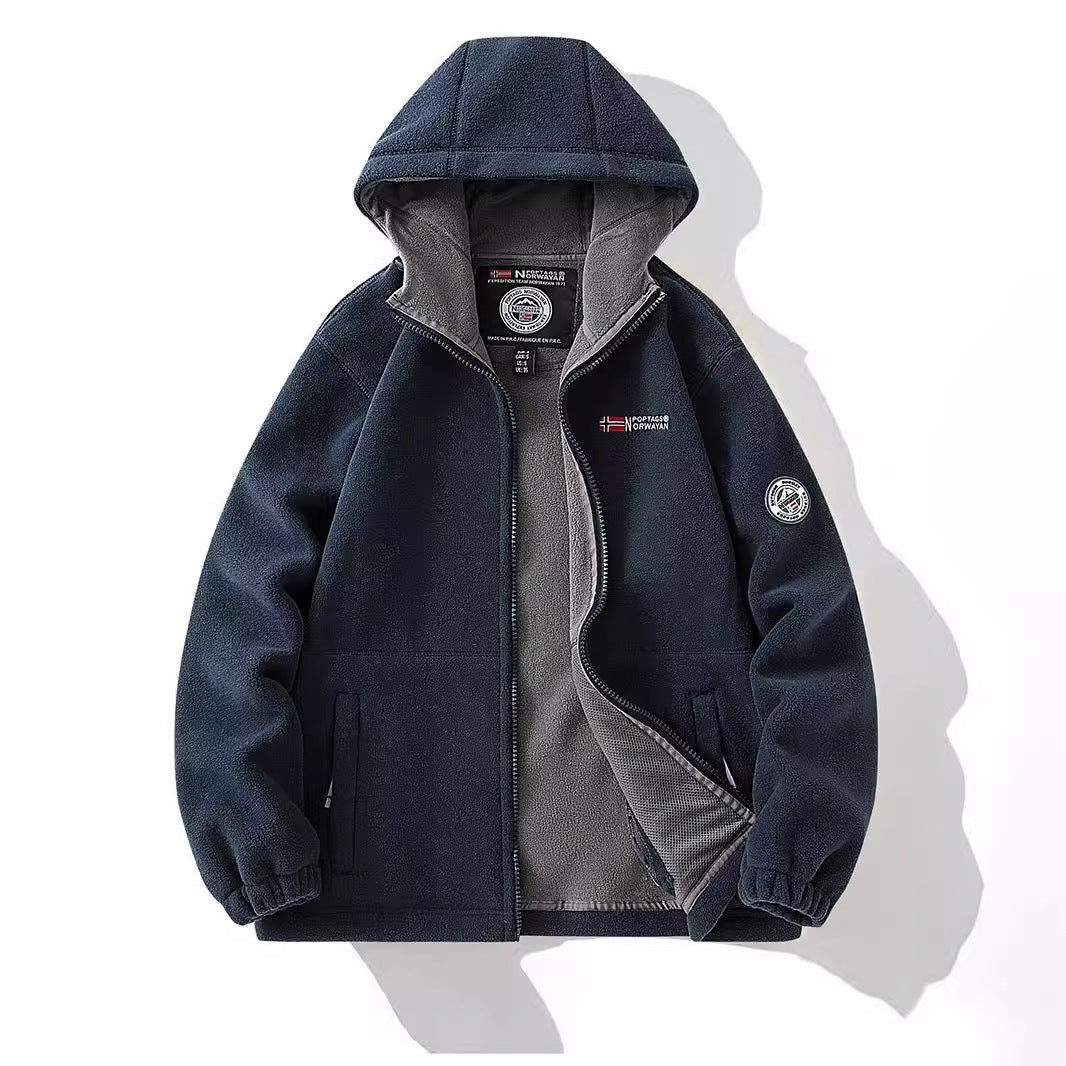 Damen Kapuzen-Fleecejacke mit Teddyfutter und durchgehendem Reißverschluss Drune