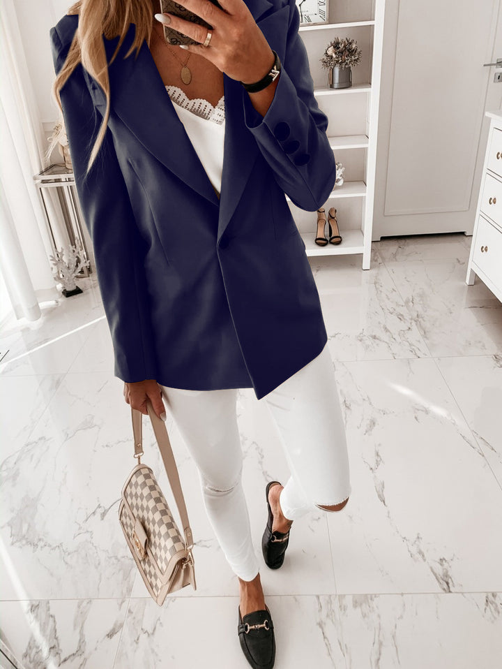 Damen Langblazer mit einreihiger Knopfleiste, tailliertem Schnitt und soften Schulterpolstern Drune