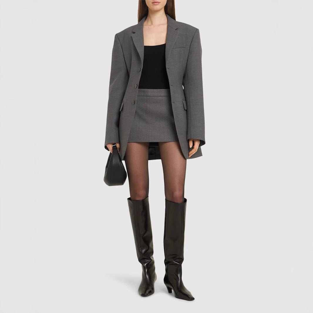 Damen Oversize-Blazer mit langer Silhouette und markanter Schulterpartie Drune