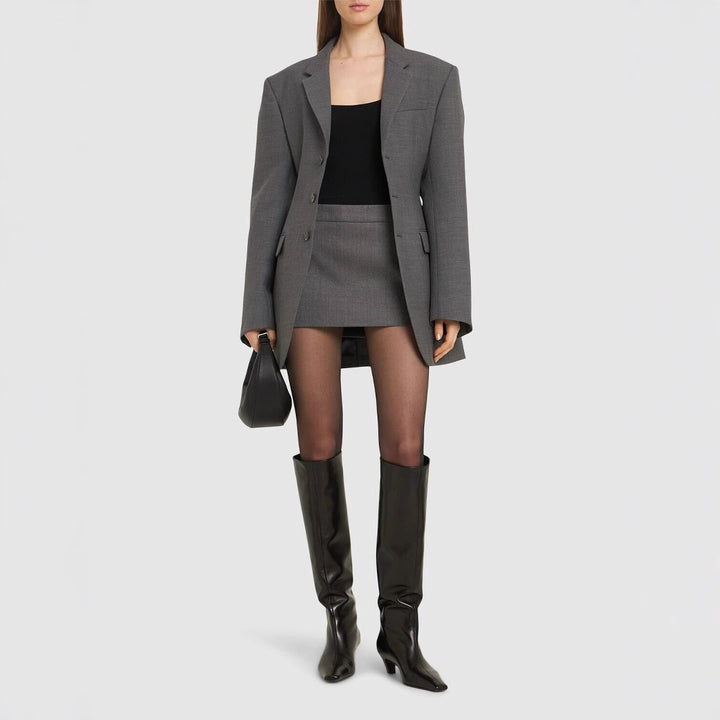 Damen Oversize-Blazer mit langer Silhouette und markanter Schulterpartie Drune