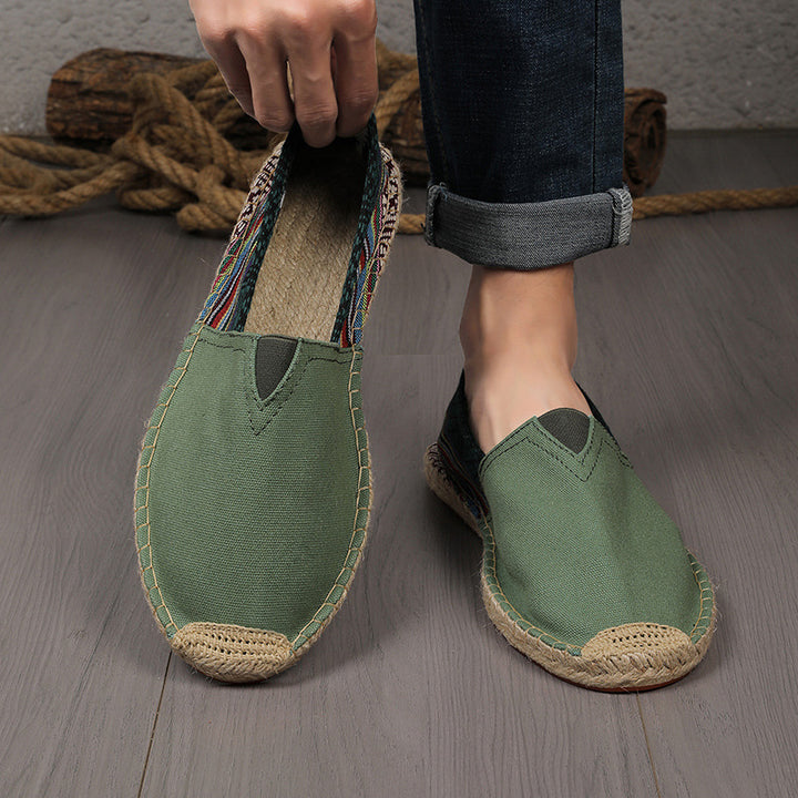 Damen Espadrilles-Slipper aus Canvas mit gewebtem Fersenbereich und geflochtener Jute-Sohle Drune