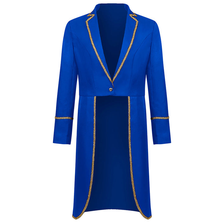 Damen nan langer taillierter Blazer-Mantel mit goldener Kettendetail und einreihigem Verschluss Drune