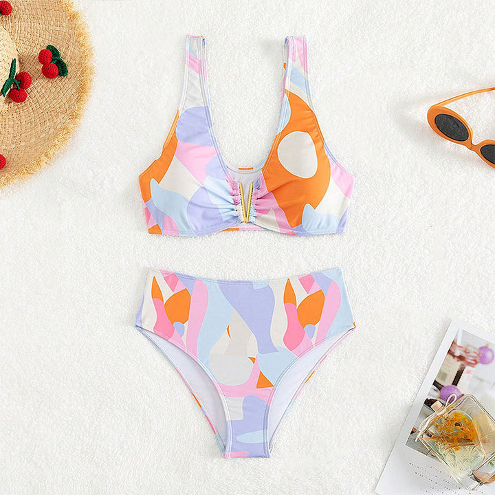 Damen Hochgeschnittener Bikini mit raffiniertem Design Drune