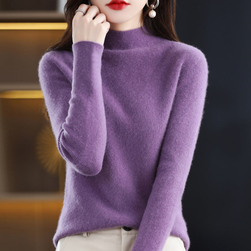 Damen Schmal geschnittener Mockneck-Pullover aus kaschmirähnlichem Feinstrick Drune