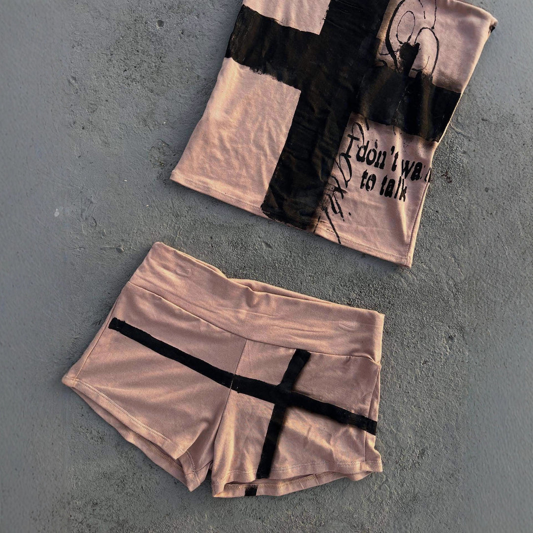 Damen Freizeit-Set mit lockerem Schnitt und kreativem Grafikdesign Drune