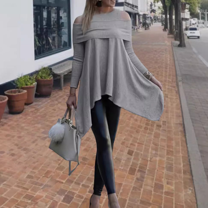 Damen Oversized Oberteil mit schickem Off-Shoulder Design und asymmetrischem Saum Drune