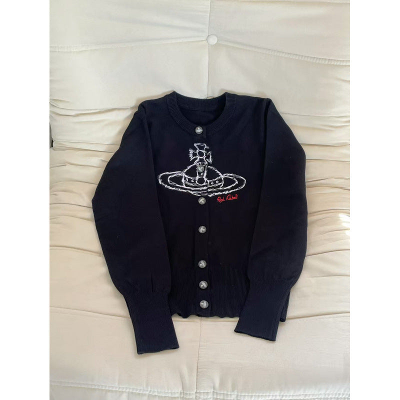 Damen Verspielte Strickjacke mit Knopfleiste Drune