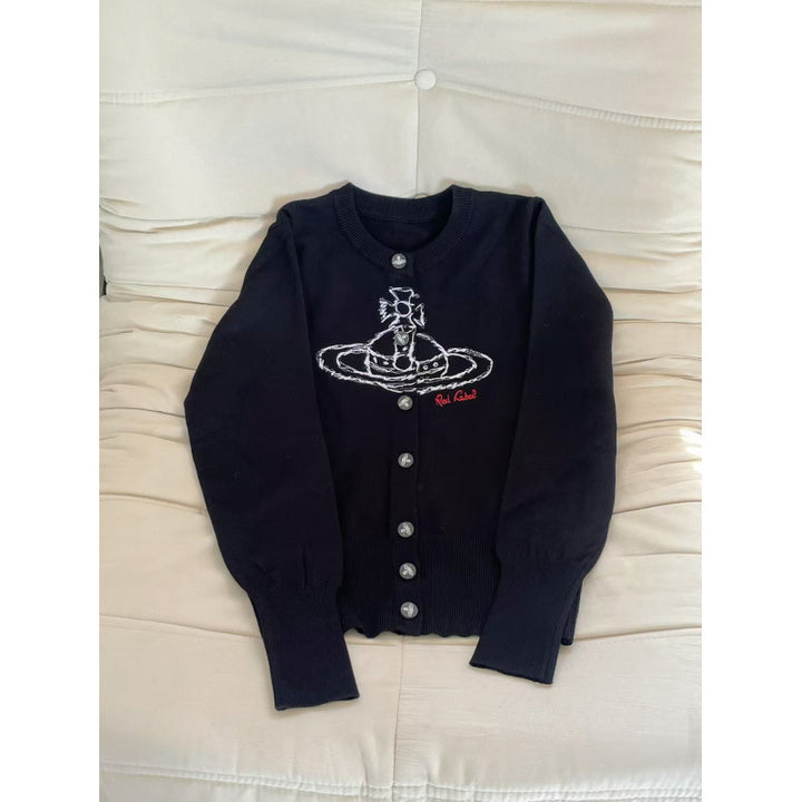 Damen Verspielte Strickjacke mit Knopfleiste Drune