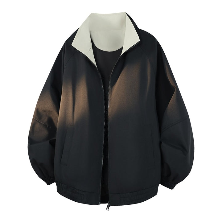 Unisex Oversize Wende-Bomberjacke mit kontrastierendem Kragen, Reißverschluss & elastischem Saum Drune