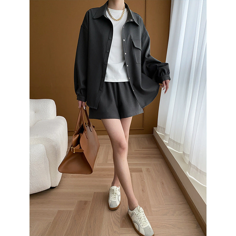 Damen Kurzarmbluse und Shorts-Set Drune