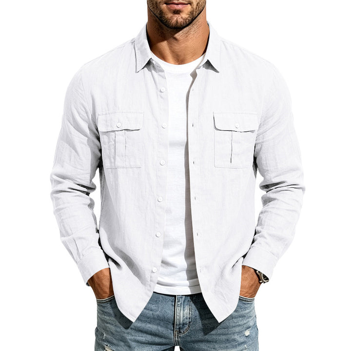 Herren Leinenhemd mit Brusttaschen und lässigem Overshirt Drune