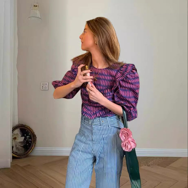 Damen Bluse mit Raffungen und schickem Volant Drune
