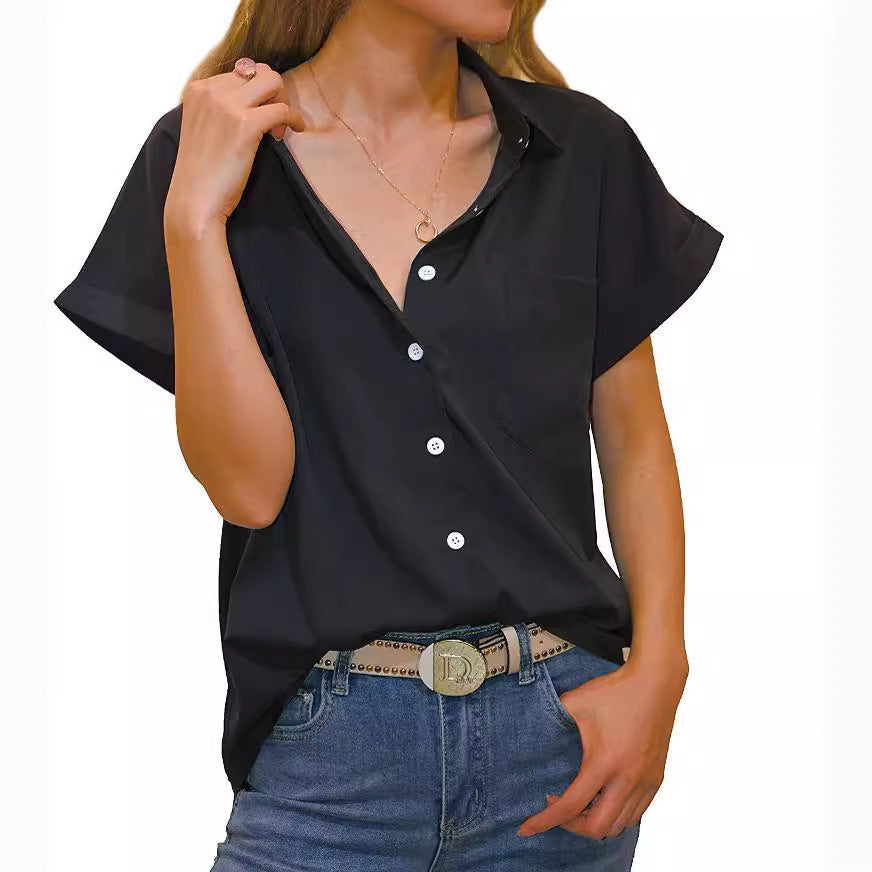 Damen elegant geschnittene Kurzarmbluse Drune