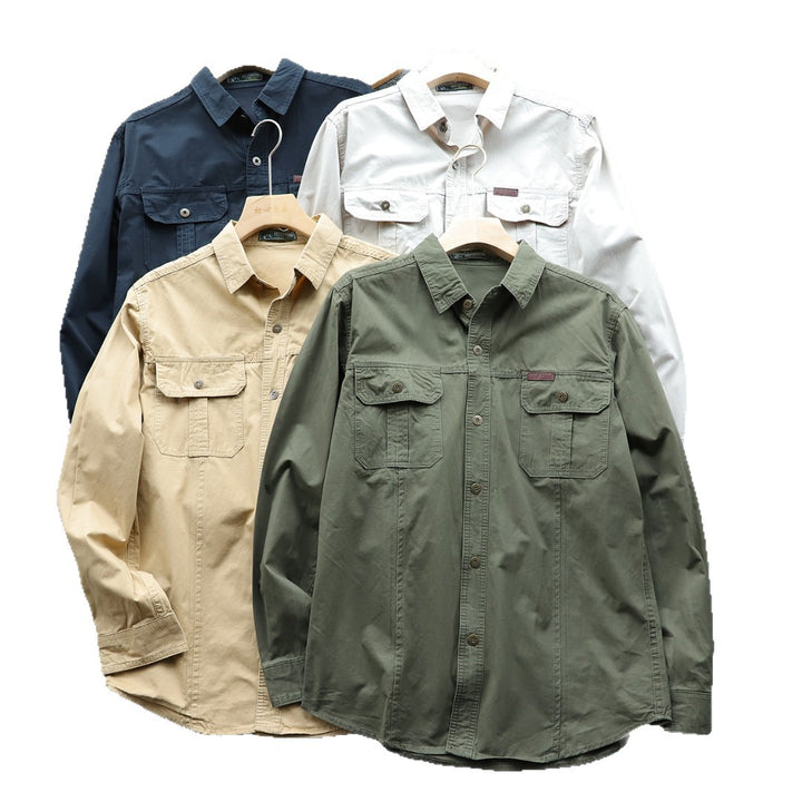 Herren Hemdjacke aus Baumwoll-Twill mit Brustklappen und Knopfleiste Drune