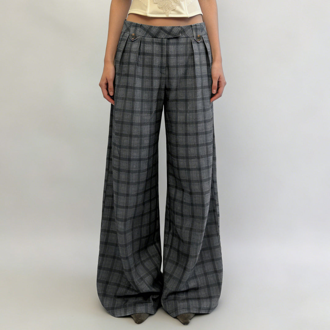 Damen Karohose mit weitem Schnitt und durchdachten Details Drune