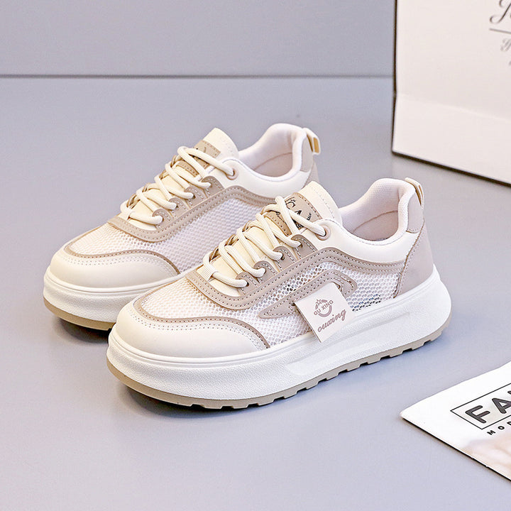 Damen nan leichte Plateausneaker mit atmungsaktivem Mesh-Obermaterial, gepolstertem Fersenkragen und stoßdämpfender EVA-Sohle Drune