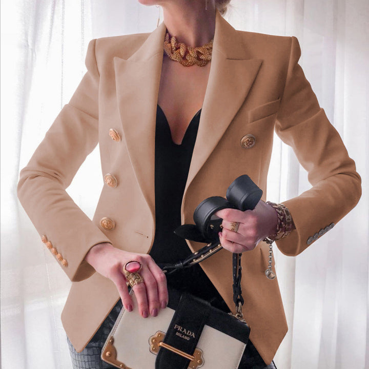 Damen Edler Blazer mit Goldknopf-Detail und klassischem Schnitt Drune