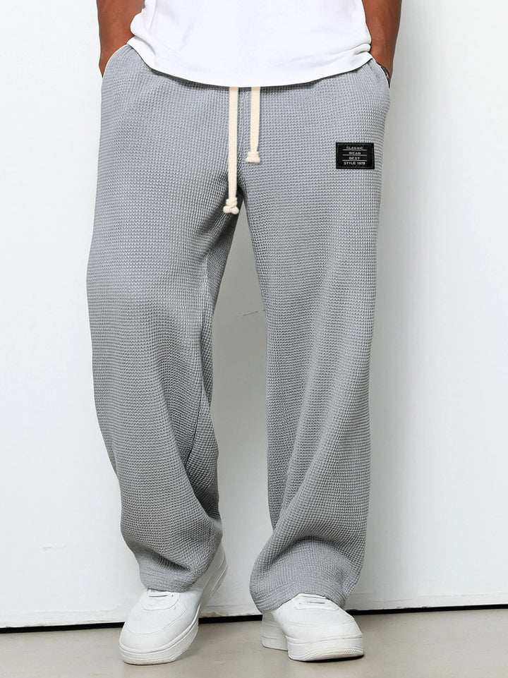 Herren nan lässige Waffelstruktur Lounge-Hose mit Kordelzug, elastischem Bund und weiter Passform Drune