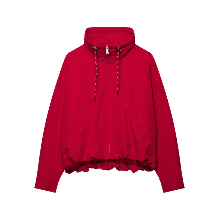 Damen Kurze Oversize-Utility-Jacke mit hohem Stehkragen, Kordelzug und elastischem Saum Drune