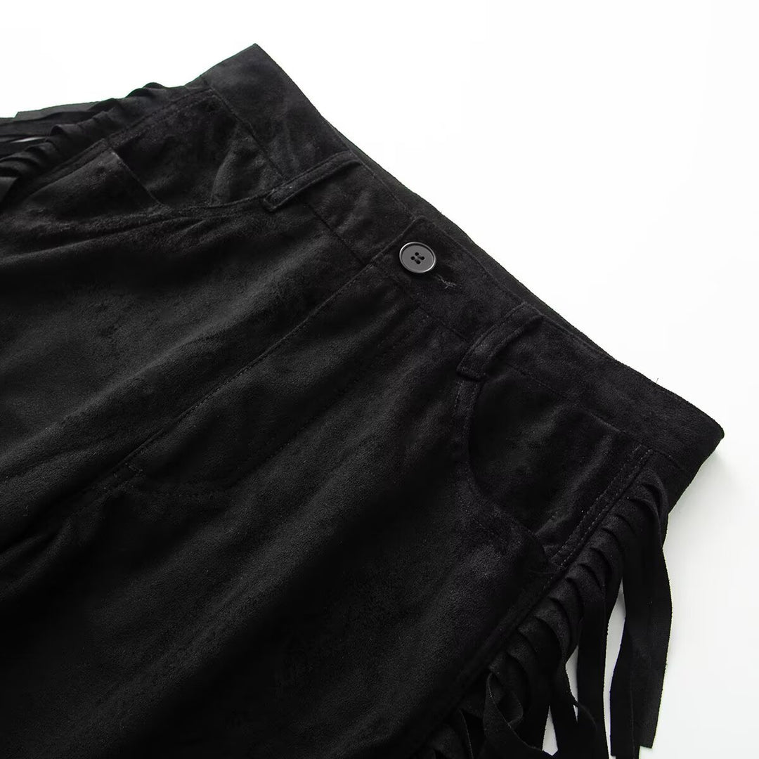 Damen weite Hose mit Fransen und modernem Schnitt Drune