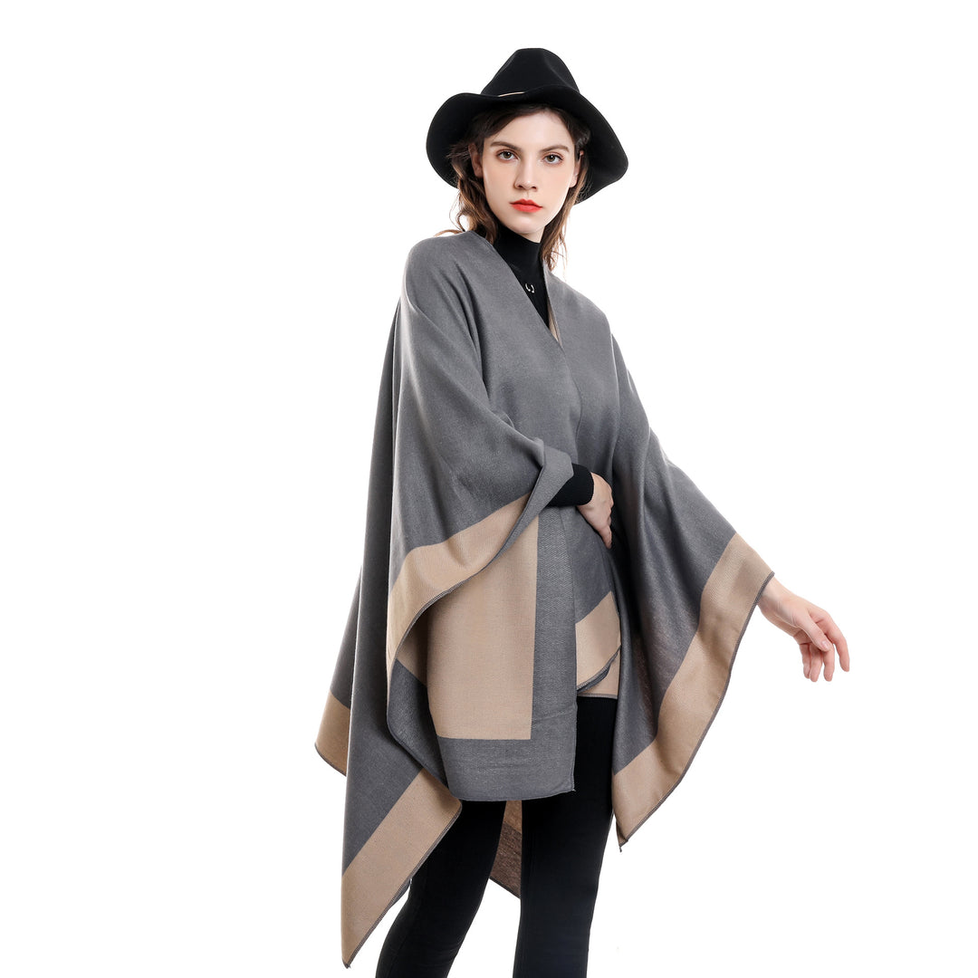 Damen Wendbarer Poncho-Cape aus Kaschmir-Mix mit Oversize-Schnitt Drune