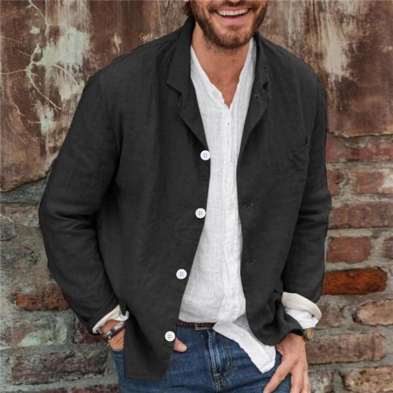 Herren Leinenjacke mit Knopfleiste