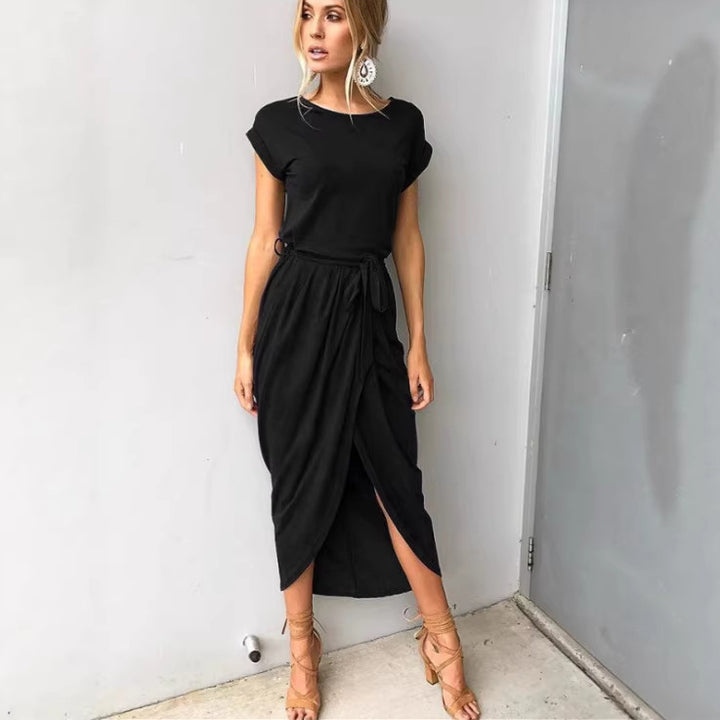 Damen Midikleid mit eleganter Wickeloptik und seitlichem Schlitz Drune