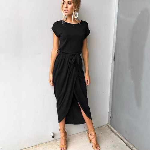 Damen Midikleid mit eleganter Wickeloptik und seitlichem Schlitz Drune