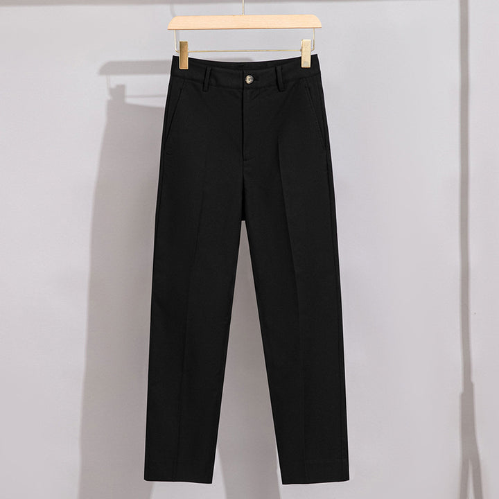 Damen Hochtaillierte gerade geschnittene Chino-Hose mit Bügelfalte Drune