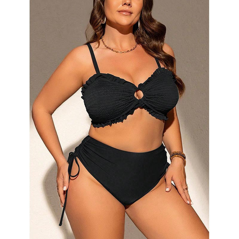 Damen Bandeau-Bikini mit Rüschendetails und verstellbarem Höschen Drune