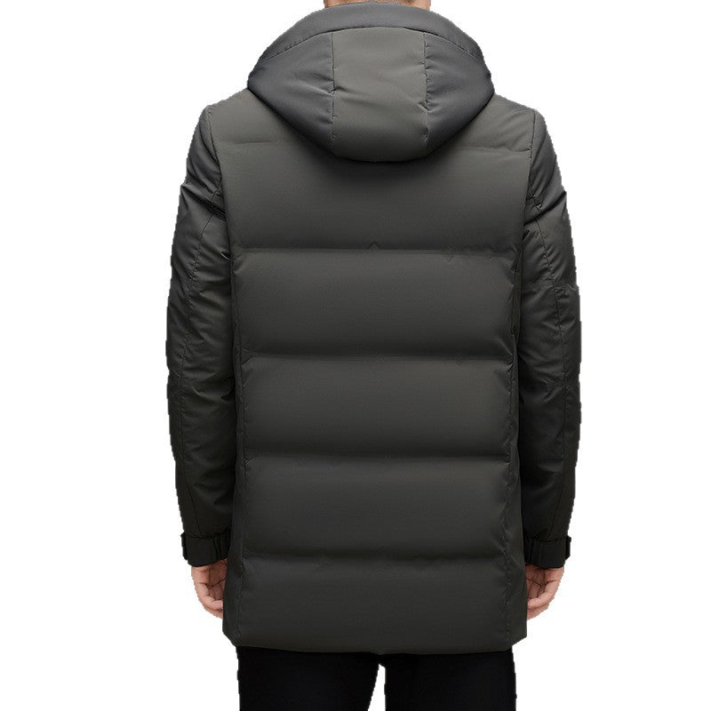 Herren Wattierte Kapuzen-Steppjacke mit verlängertem Schnitt und winddichter Membran Drune