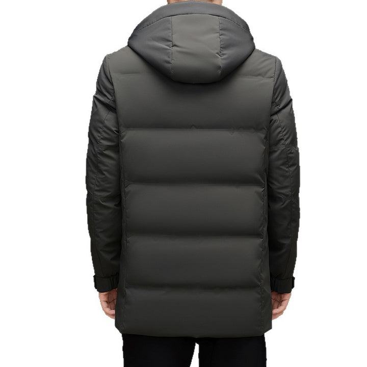 Herren Wattierte Kapuzen-Steppjacke mit verlängertem Schnitt und winddichter Membran Drune