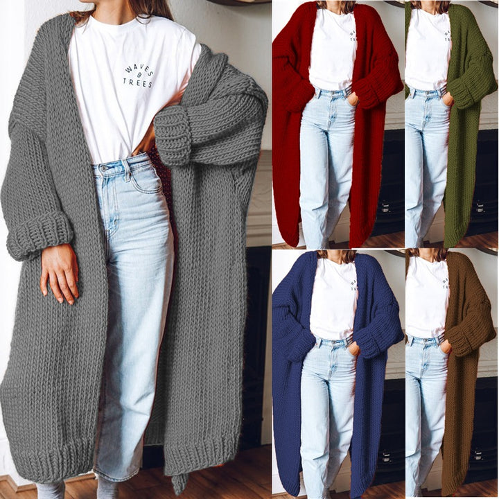 Damen Oversized Strickmantel mit Taschen und grober Textur Drune